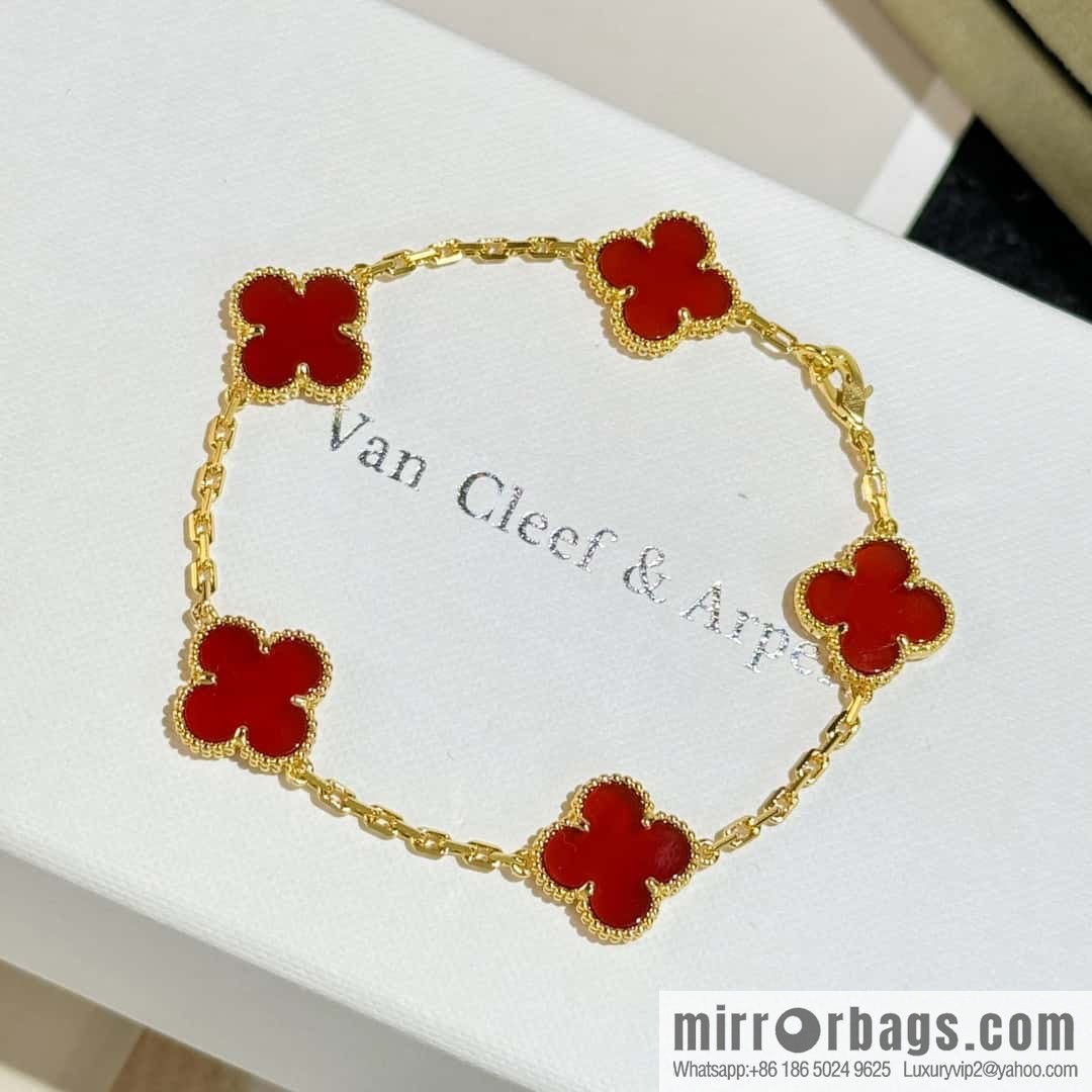 ❗️CNC version ❗️ ☀️ Van Cleef & Arpels agate four-leaf clover five-flower bracelet ☀