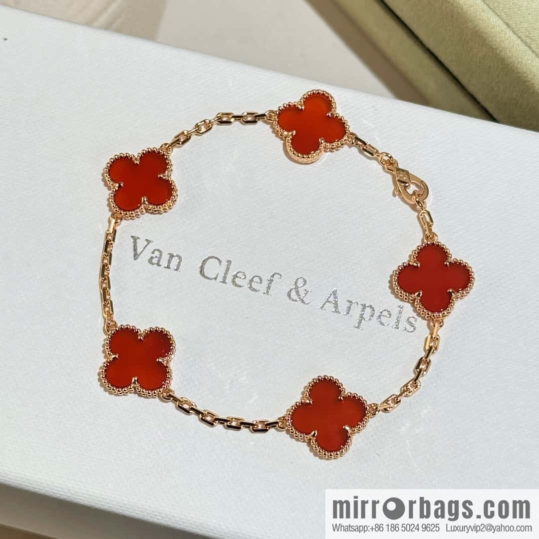 ❗️CNC version ❗️ ☀️ Van Cleef & Arpels agate four-leaf clover five-flower bracelet ☀