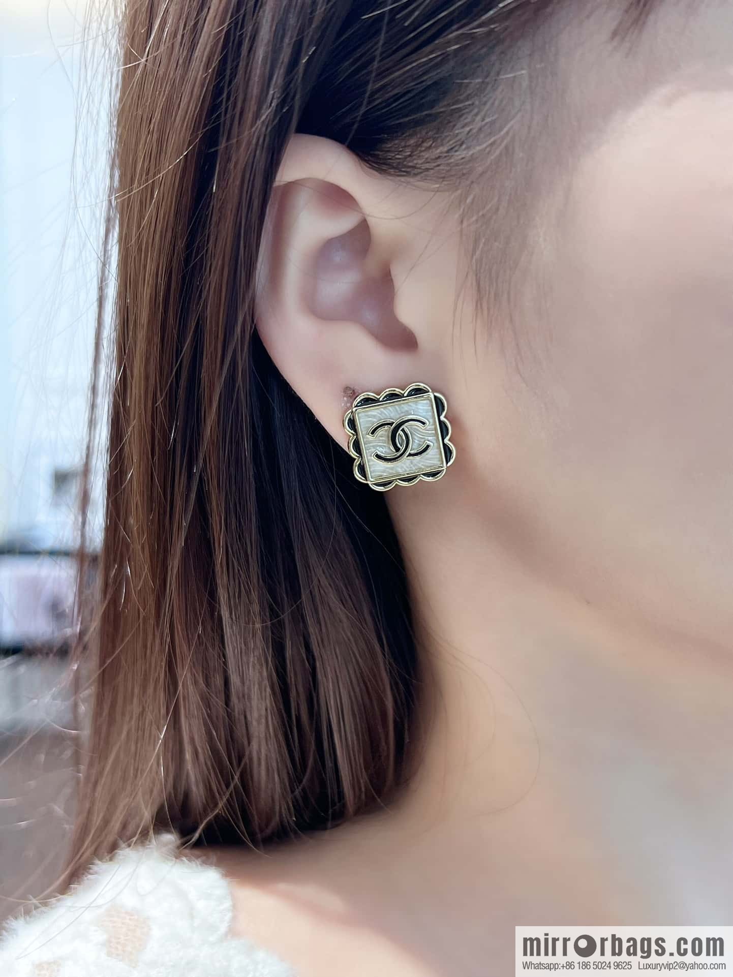 ❗️New ❗️☀️ new ☑️ chanel c1 double c square stud earrings ☀️