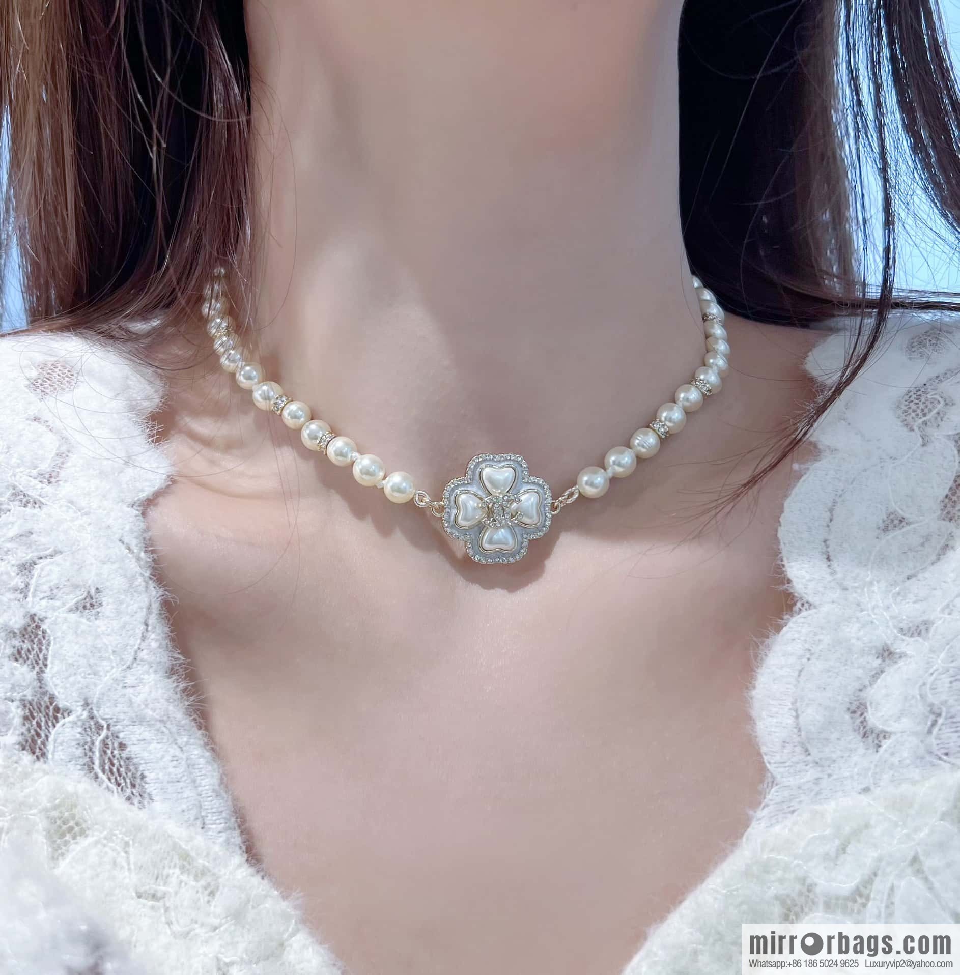 ❗️New ❗️☀️ New ☑️ Chanel Clover Pearl Necklace ☀️