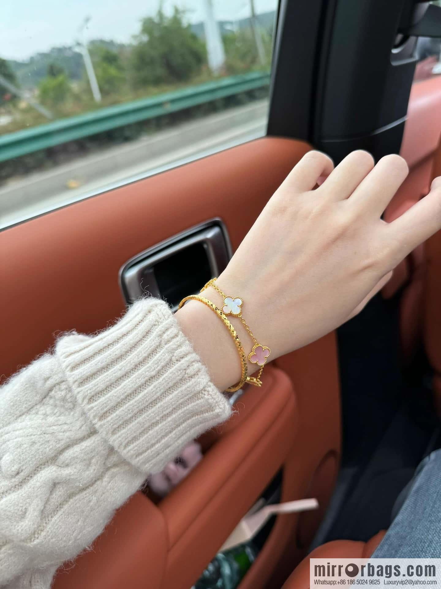 ❗️CNC version ❗️ ☀️ Van Cleef & Arpels powder Fritillary four-leaf clover five-flower bracelet ☀