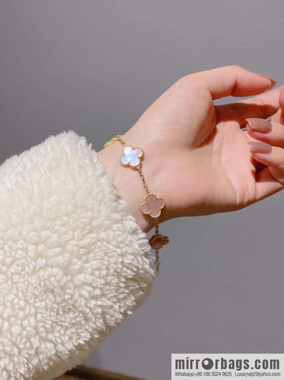 ❗️CNC version ❗️ ☀️ Van Cleef & Arpels powder Fritillary four-leaf clover five-flower bracelet ☀
