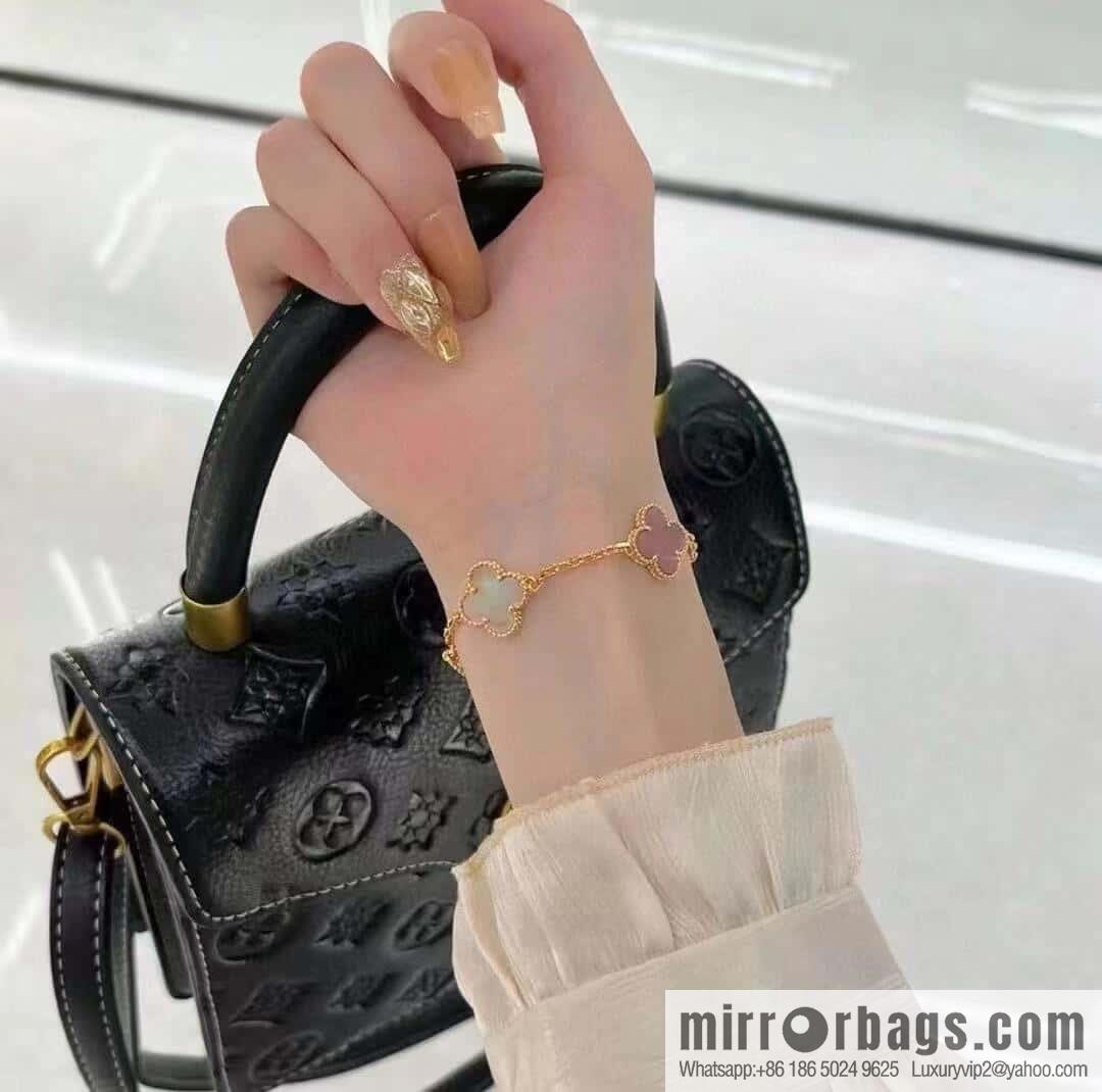 ❗️CNC version ❗️ ☀️ Van Cleef & Arpels powder Fritillary four-leaf clover five-flower bracelet ☀