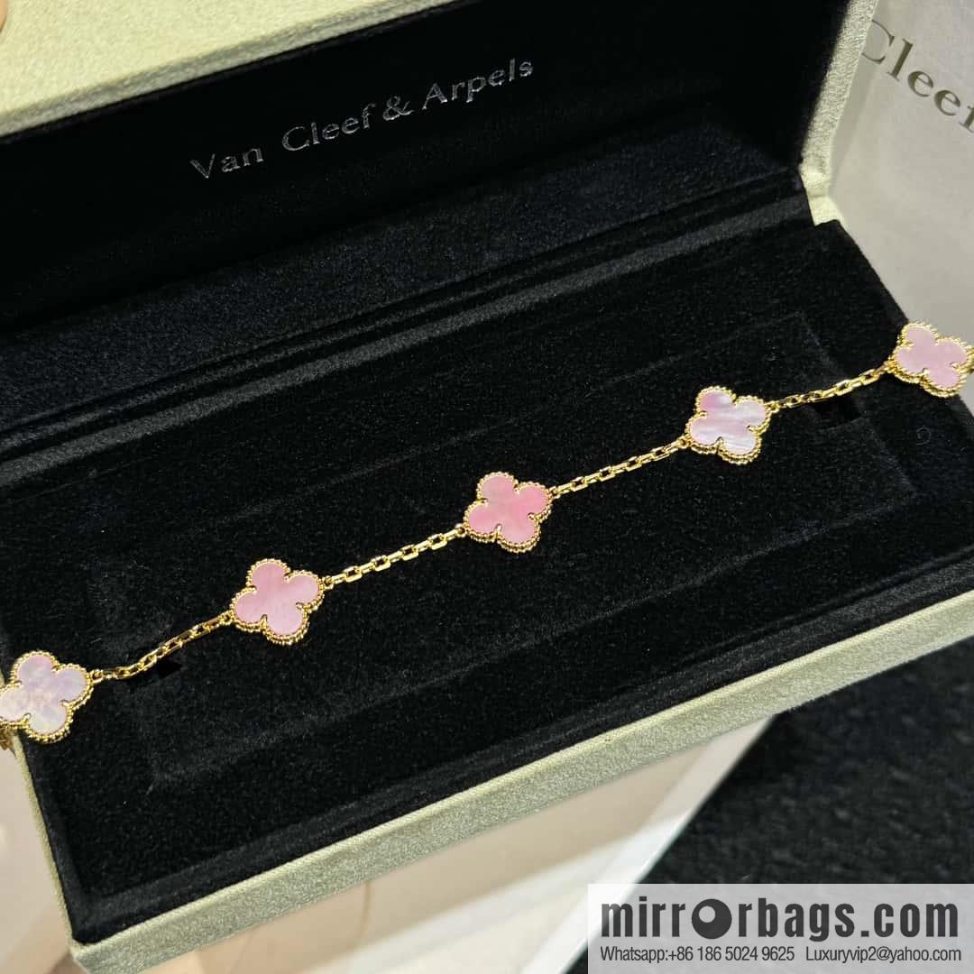 ❗️CNC version ❗️ ☀️ Van Cleef & Arpels powder Fritillary four-leaf clover five-flower bracelet ☀