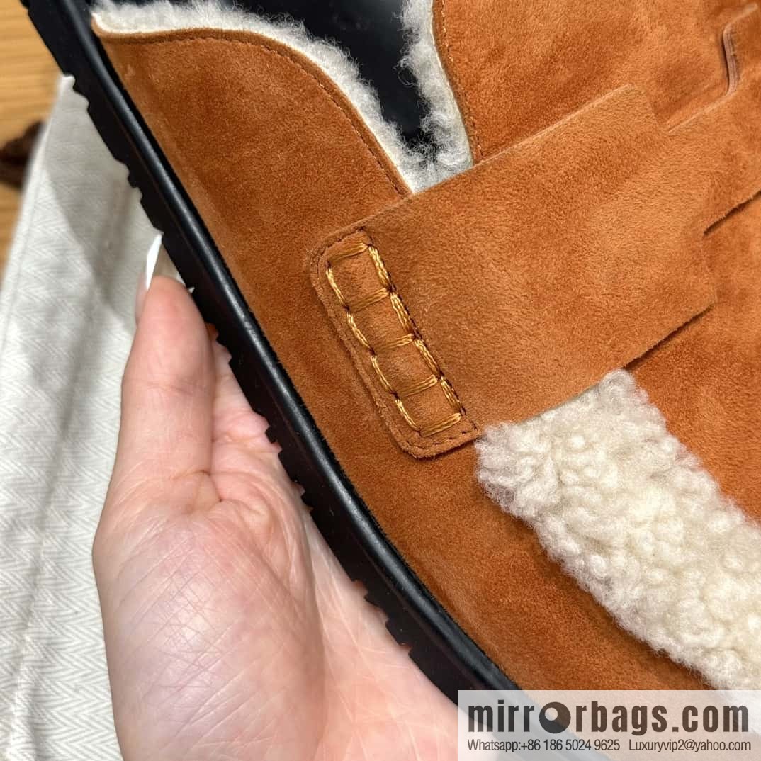 HERMES 190 Go Muller shoes, natural/Natutel suede calf leather/Suede calf leather