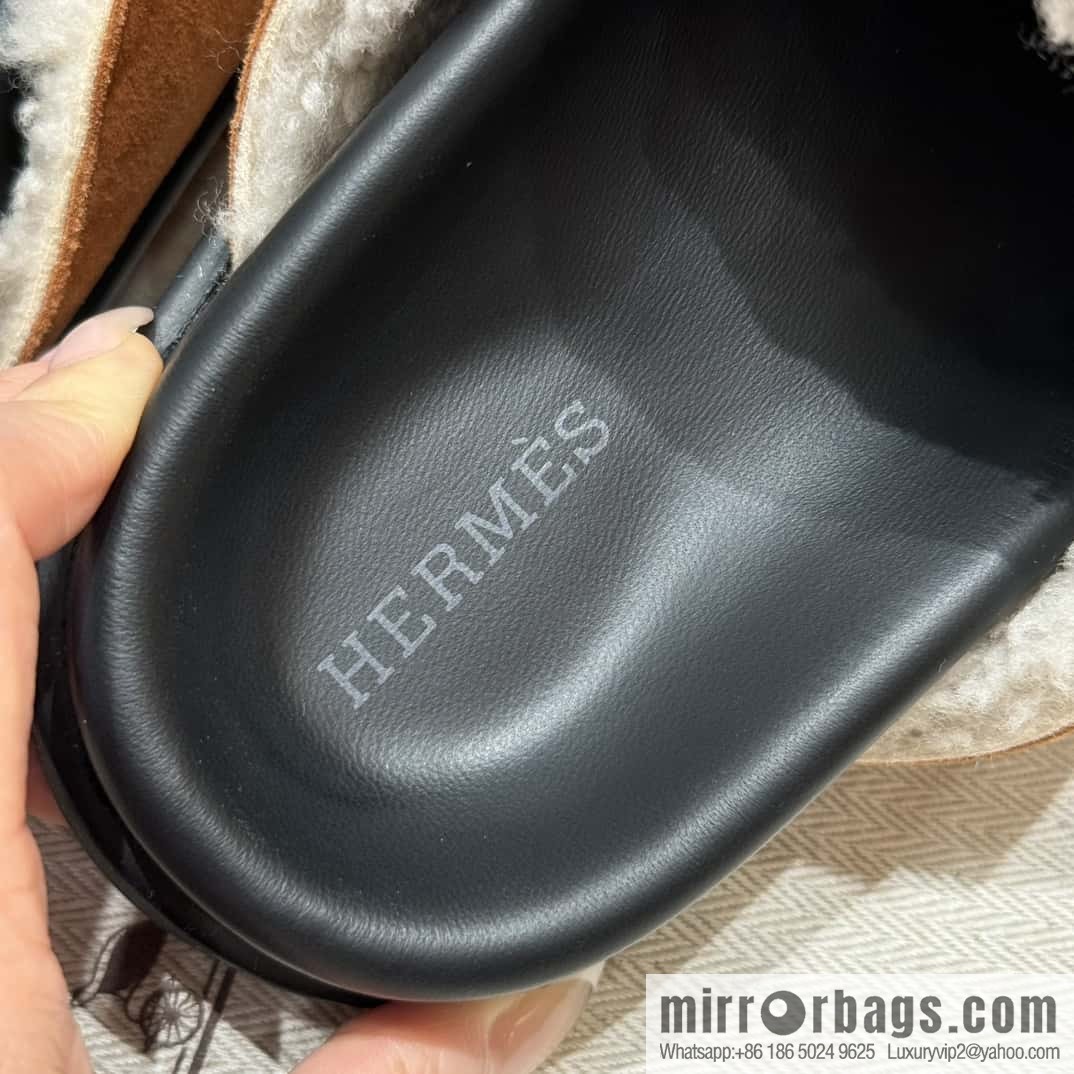 HERMES 190 Go Muller shoes, natural/Natutel suede calf leather/Suede calf leather