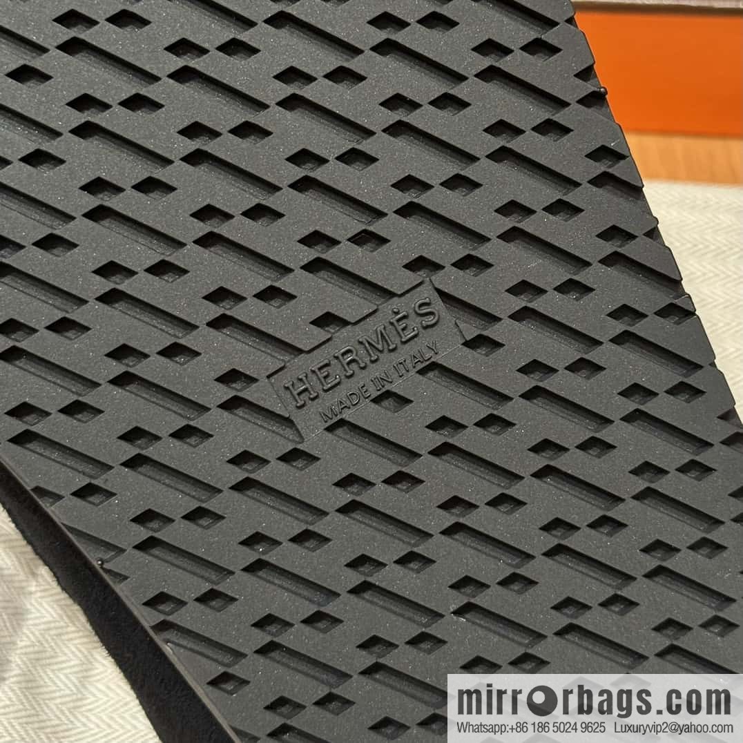 HERMES 190 Go Muller shoes, black/Noir suede calf leather/Suede calf leather