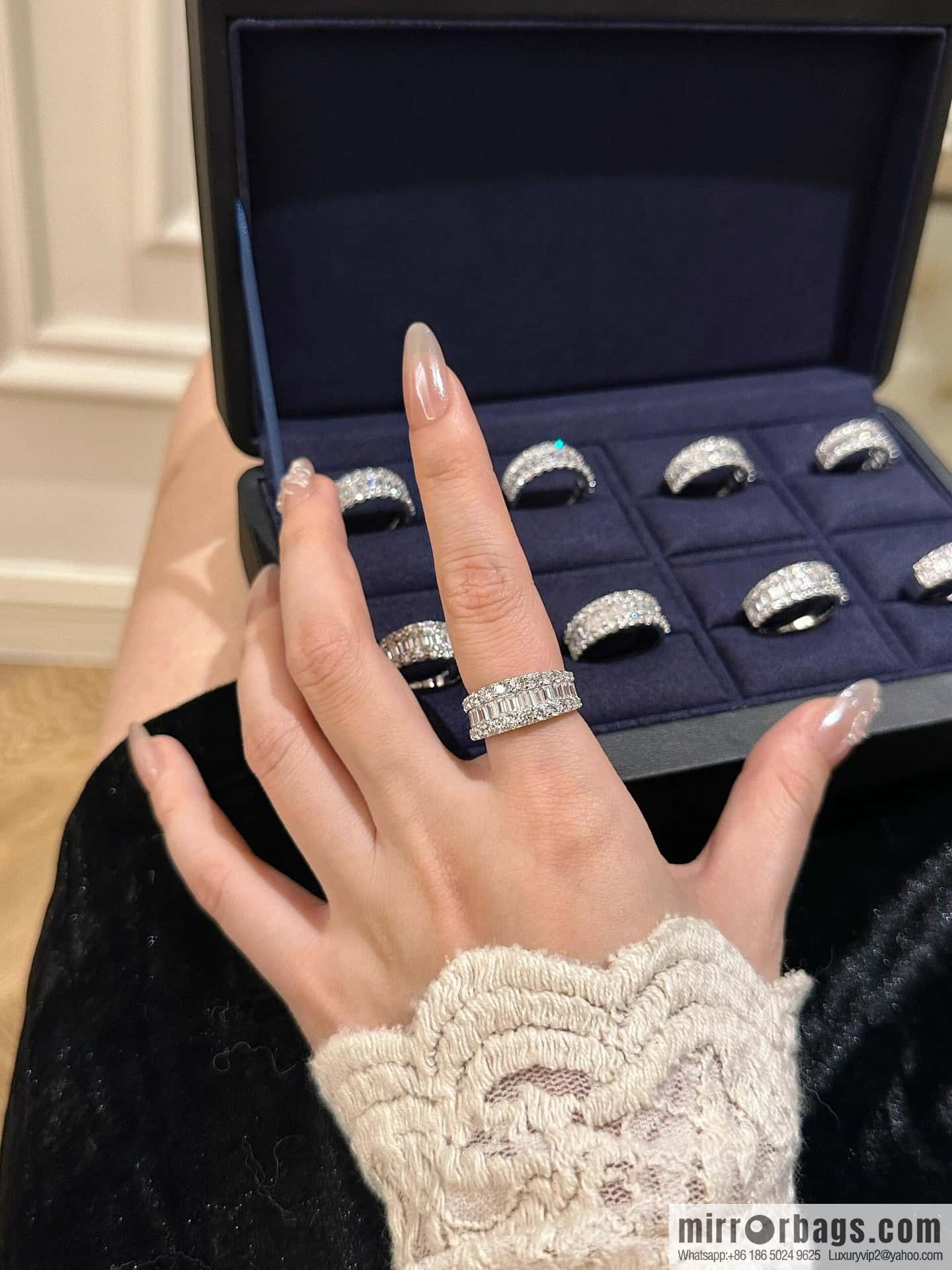❗️New ❗️ New ☑️ TIFFANY & Co. Half Full Diamond Square Diamond Ring