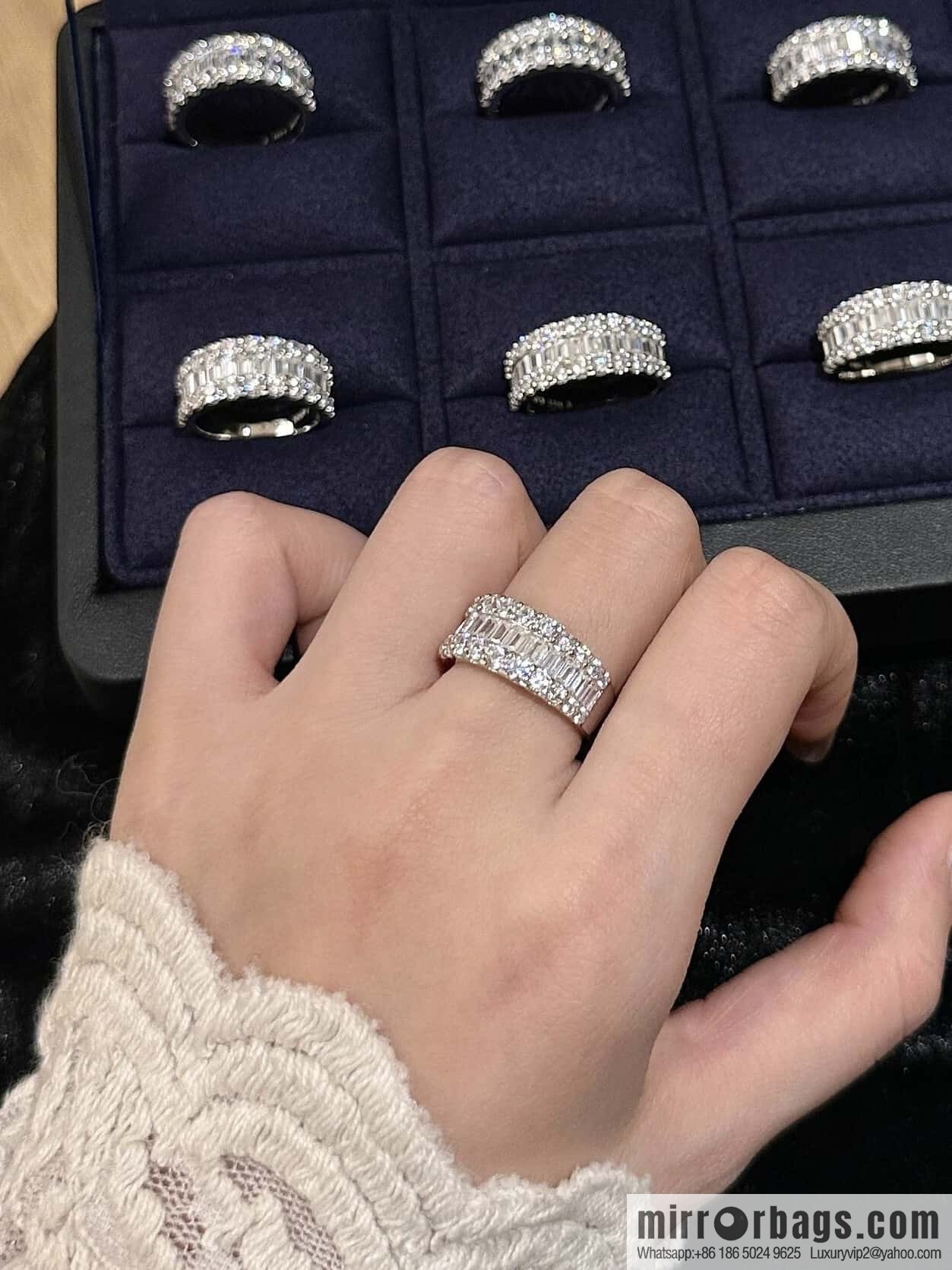 ❗️New ❗️ New ☑️ TIFFANY & Co. Half Full Diamond Square Diamond Ring