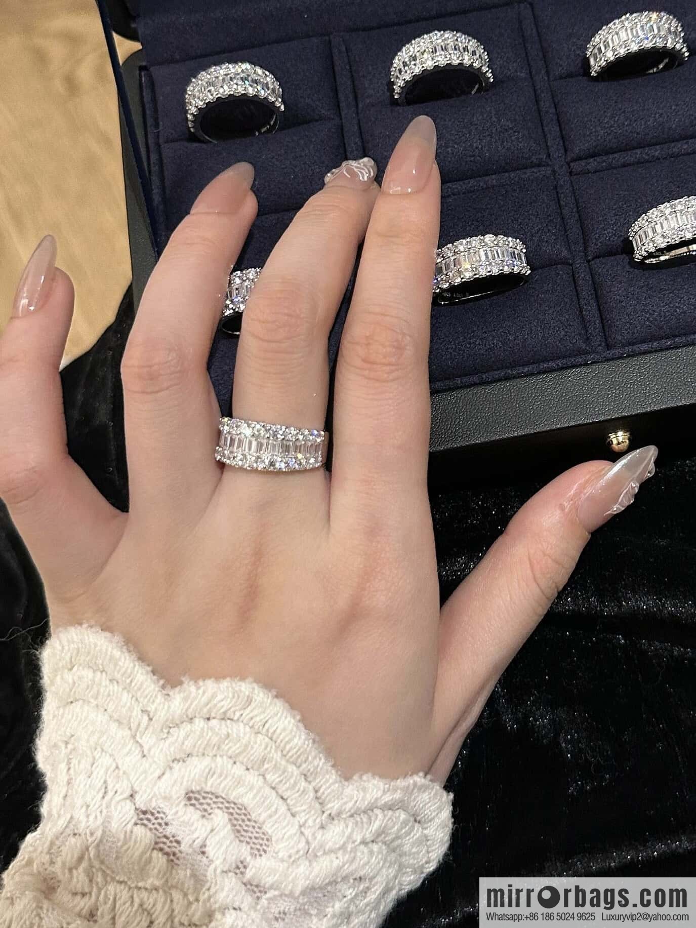 ❗️New ❗️ New ☑️ TIFFANY & Co. Half Full Diamond Square Diamond Ring