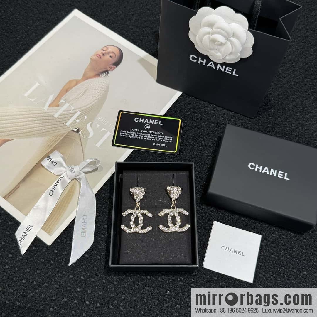 ❗️New ❗️ ☀️ new ☑️ chanel c2 double c three stud earrings ☀️