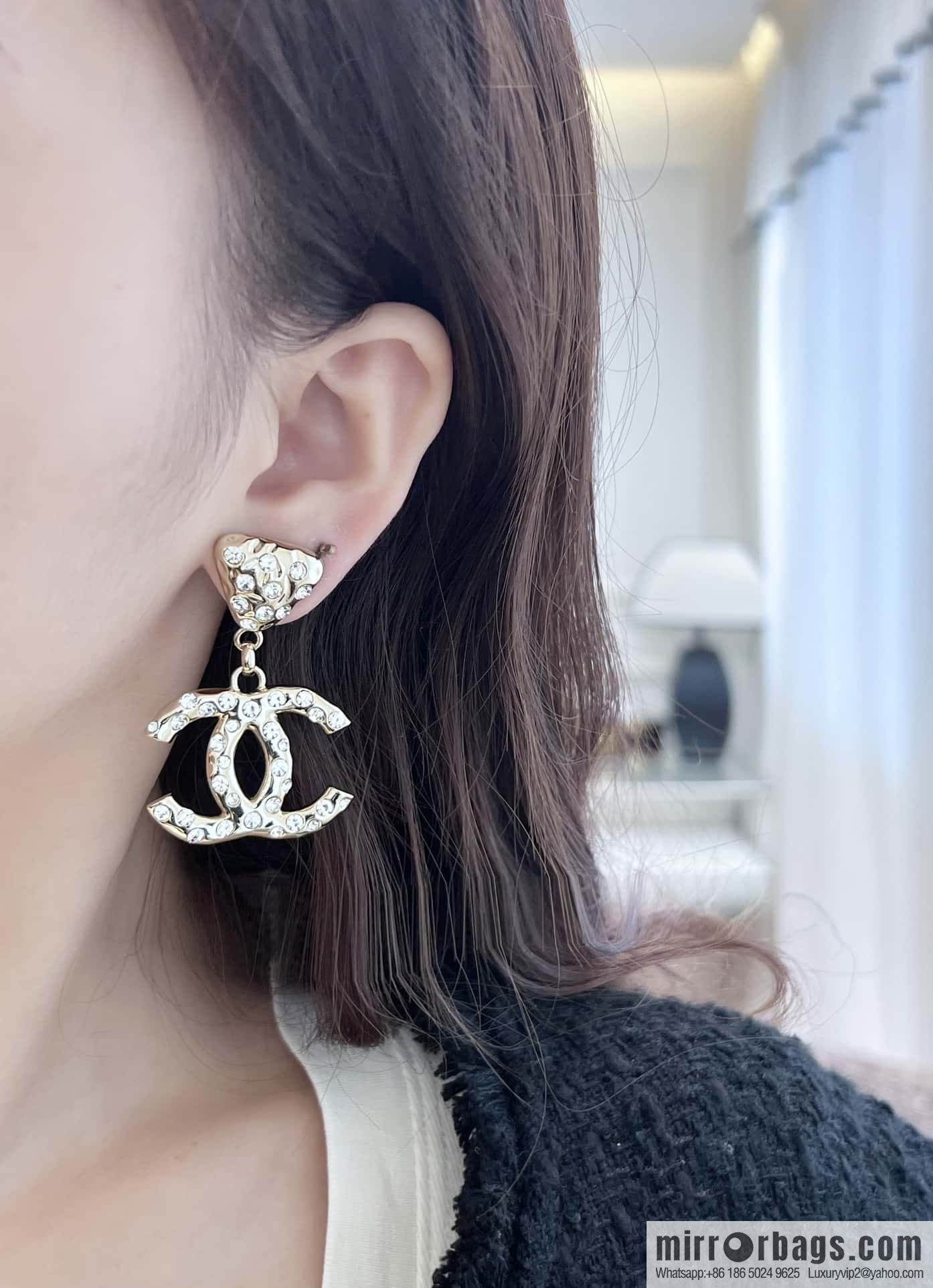 ❗️New ❗️ ☀️ new ☑️ chanel c2 double c three stud earrings ☀️