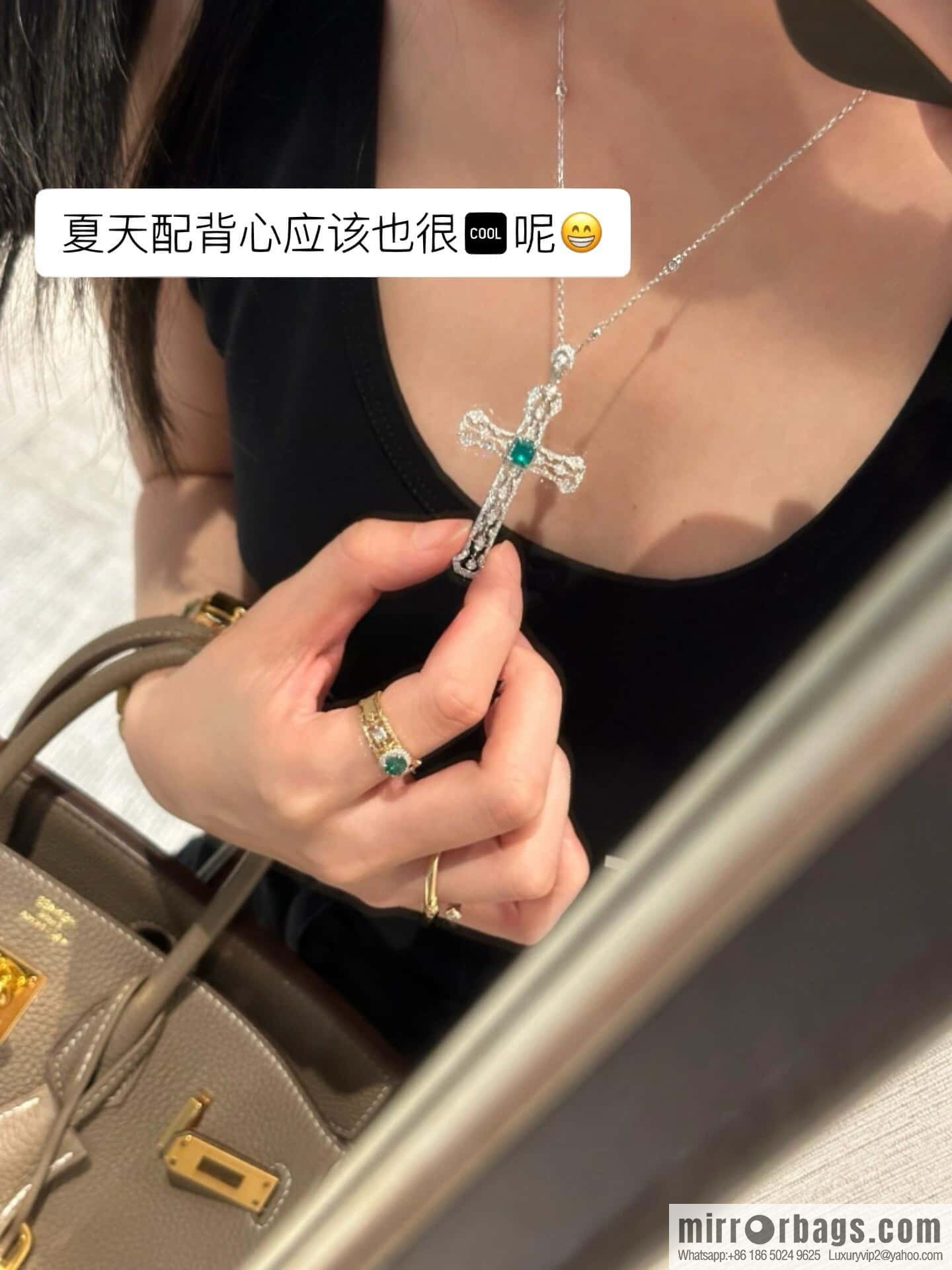 ❗New ❗ ☀ original order a ☀ new Croce heart green diamond cross necklace ☀