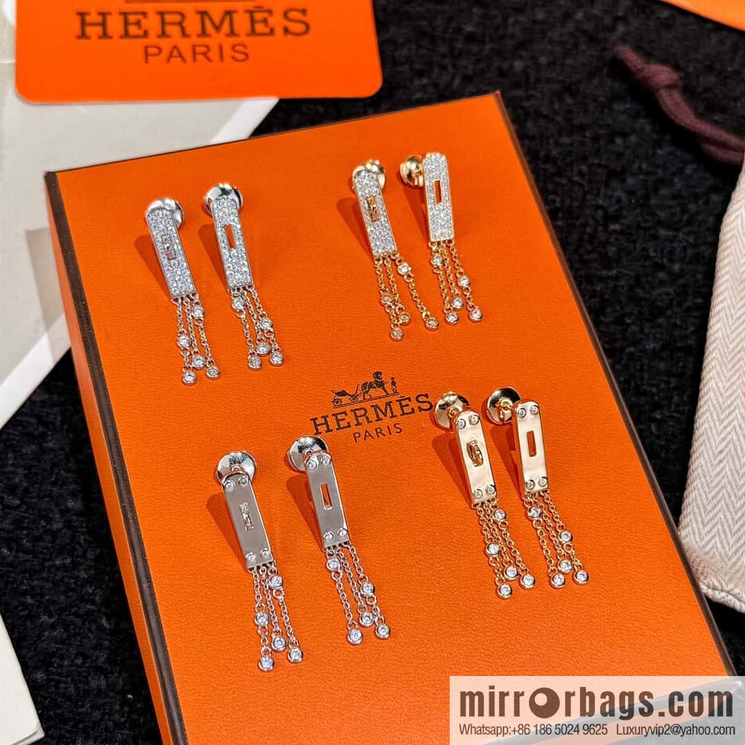 ❗️New ❗️ full diamond new ☑️ Hermès HERMES fringed earrings