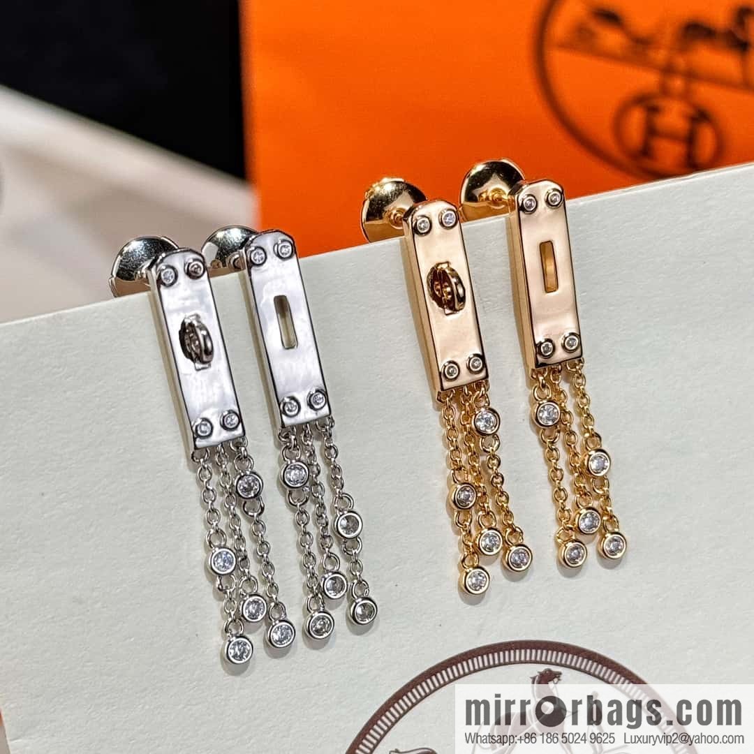 ❗️New ❗️ full diamond new ☑️ Hermès HERMES fringed earrings