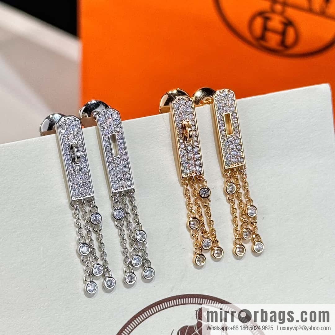❗️New ❗️ full diamond new ☑️ Hermès HERMES fringed earrings