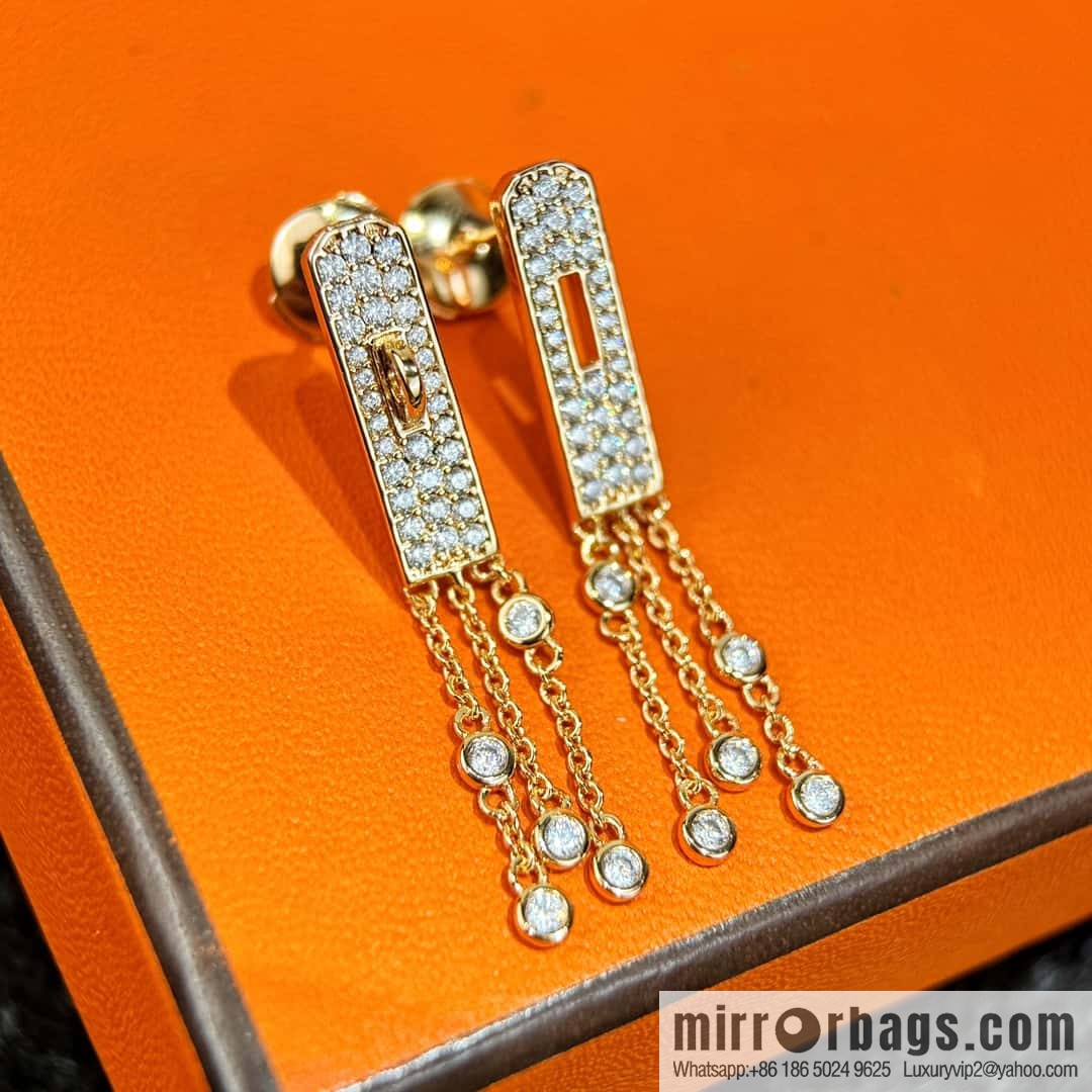 ❗️New ❗️ full diamond new ☑️ Hermès HERMES fringed earrings