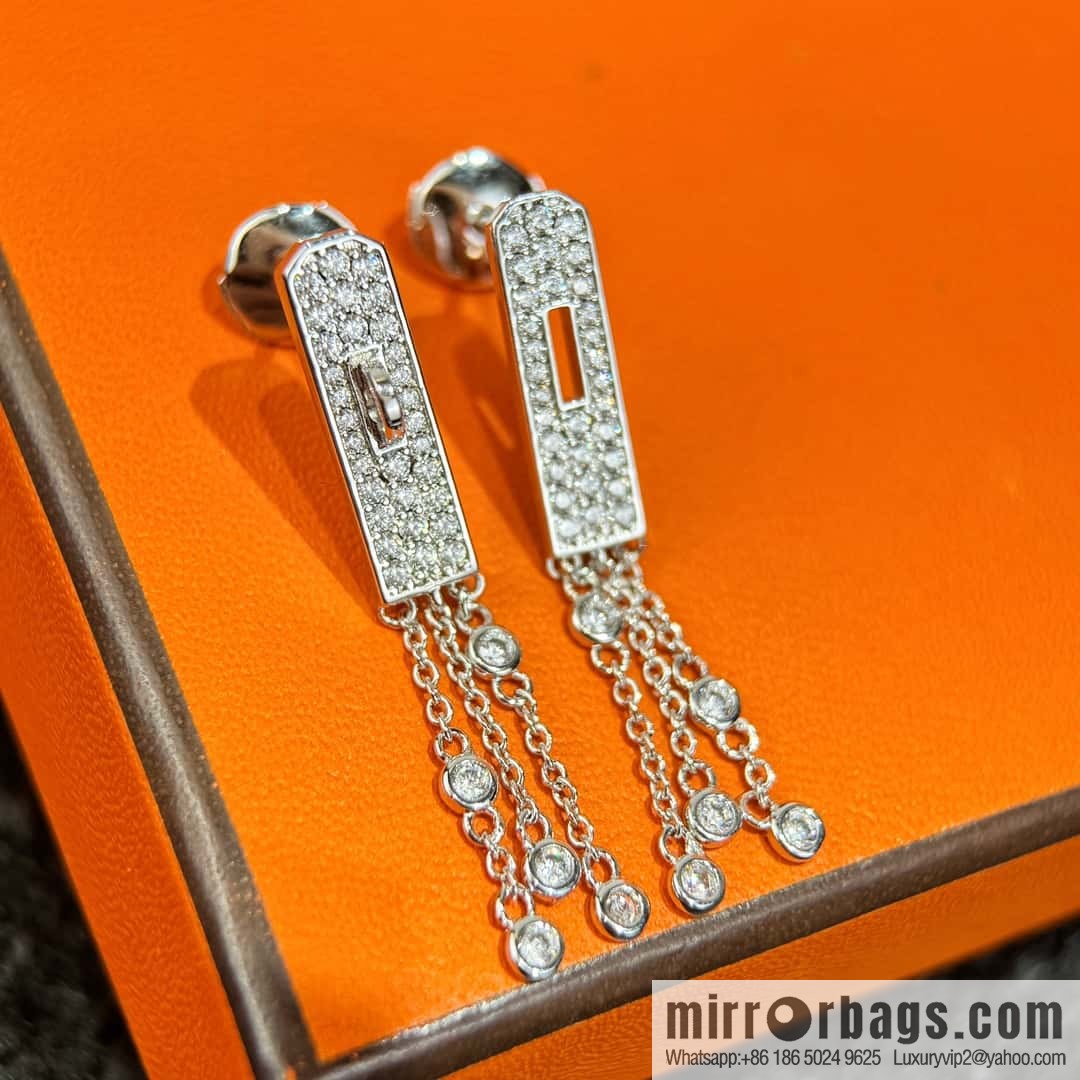 ❗️New ❗️ full diamond new ☑️ Hermès HERMES fringed earrings