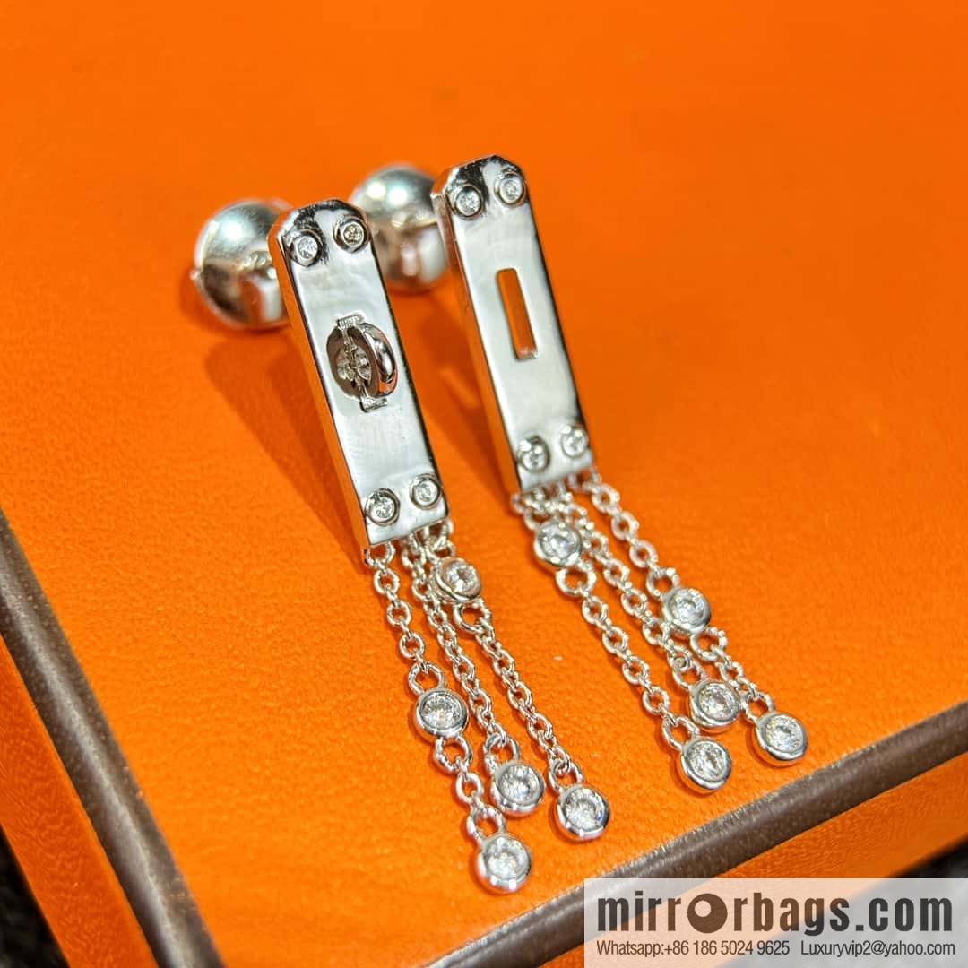 ❗️New ❗️ full diamond new ☑️ Hermès HERMES fringed earrings
