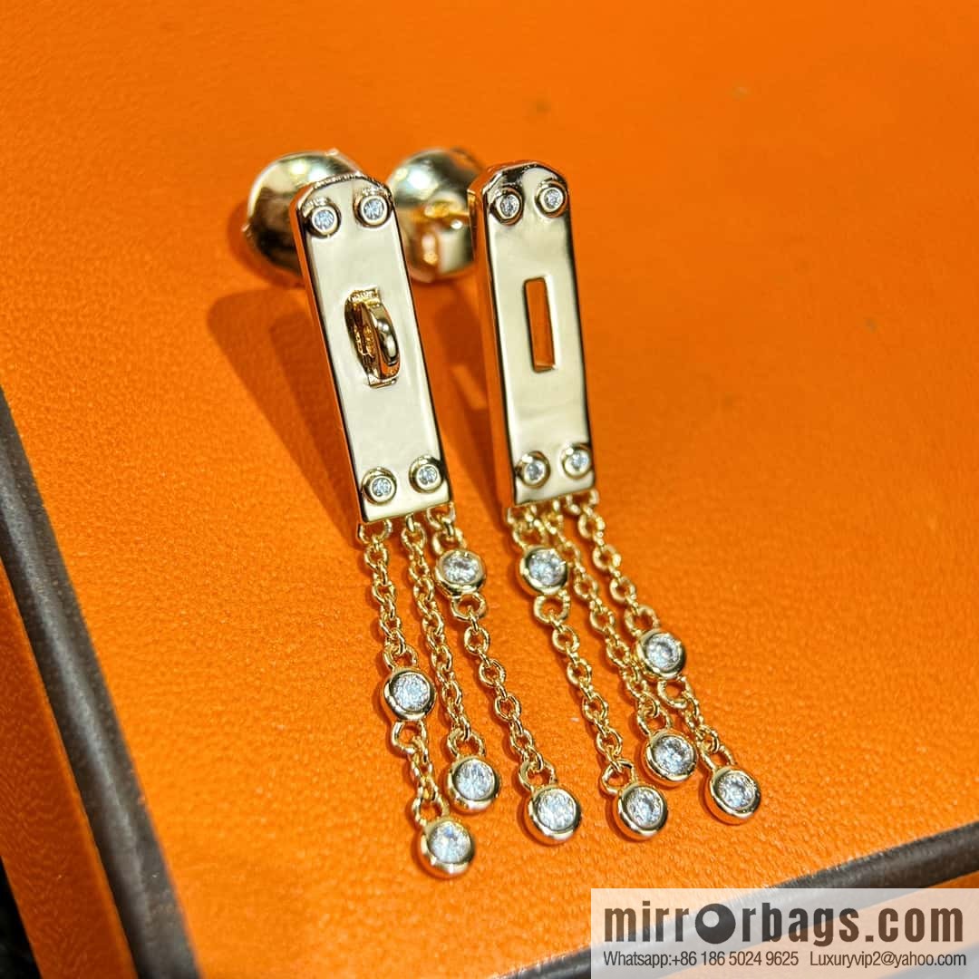 ❗️New ❗️ full diamond new ☑️ Hermès HERMES fringed earrings