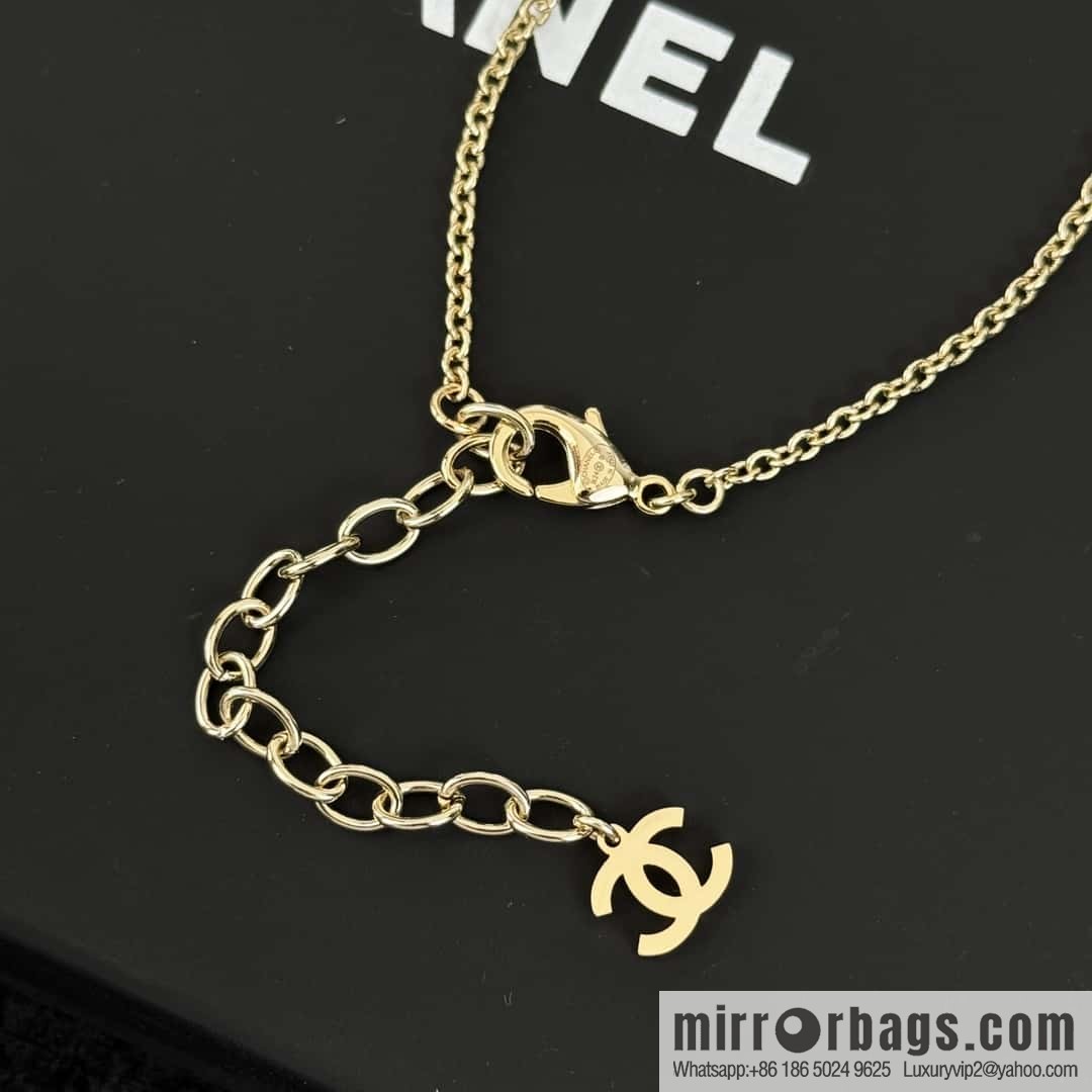 ❗️New ❗️☀️ New ☑️ Chanel Double C Clover Black Leather Rope Necklace ☀️