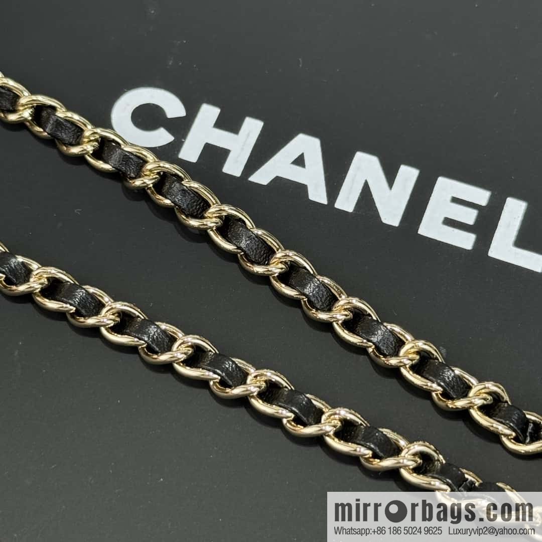 ❗️New ❗️☀️ New ☑️ Chanel Double C Clover Black Leather Rope Necklace ☀️