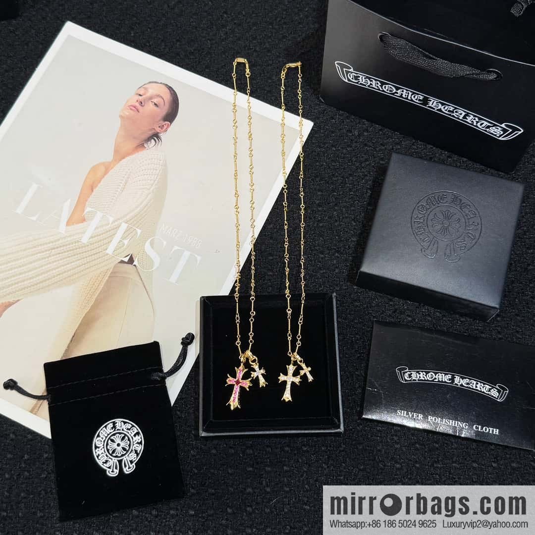 ❗New ❗ ☀ New Croce Heart Full Diamond Double Cross Necklace ☀