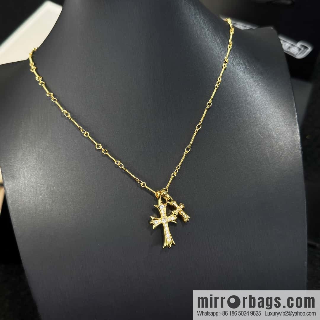 ❗New ❗ ☀ New Croce Heart Full Diamond Double Cross Necklace ☀