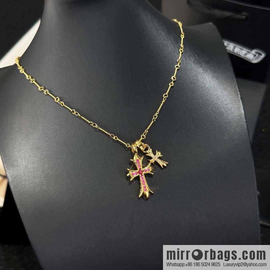 ❗New ❗ ☀ New Croce Heart Full Diamond Double Cross Necklace ☀