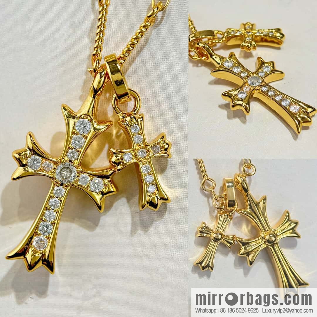 ❗New ❗ ☀ New Croce Heart Full Diamond Double Cross Necklace ☀