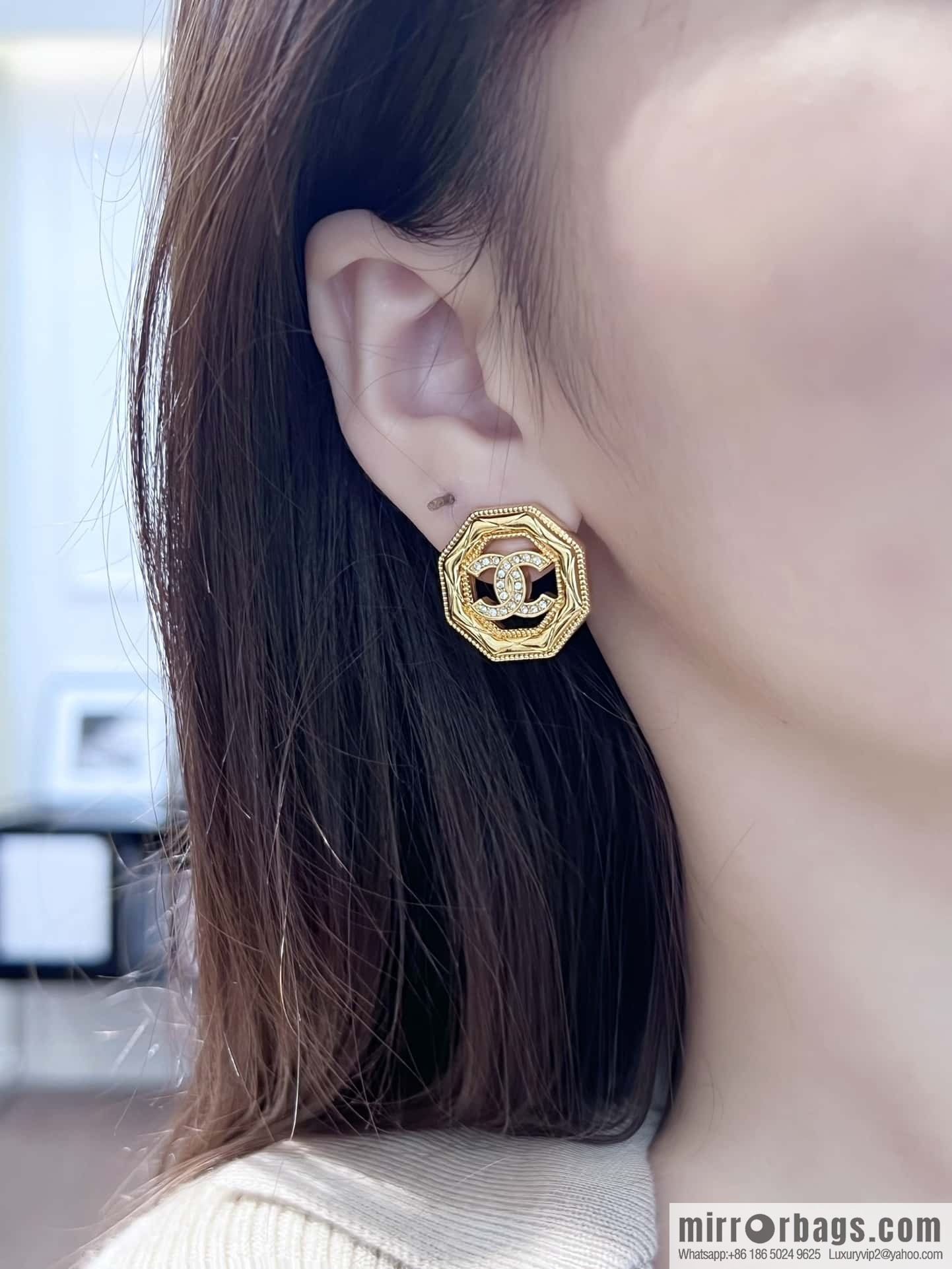 ❗️New ❗️☀️ new ☑️ chanel c1 double c octagonal stud earrings ☀️