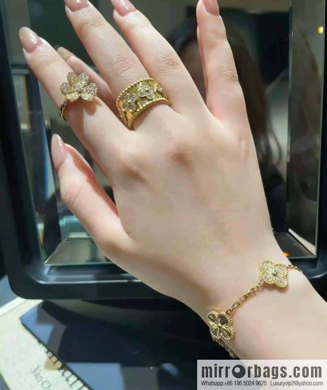 ❗️CNC version ❗️ ☀️ Van Cleef & Arpels diamond laser engraving four-leaf clover five-flower bracelet ☀