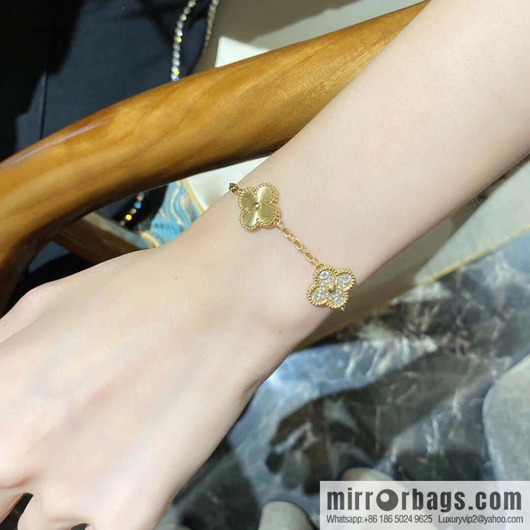 ❗️CNC version ❗️ ☀️ Van Cleef & Arpels diamond laser engraving four-leaf clover five-flower bracelet ☀