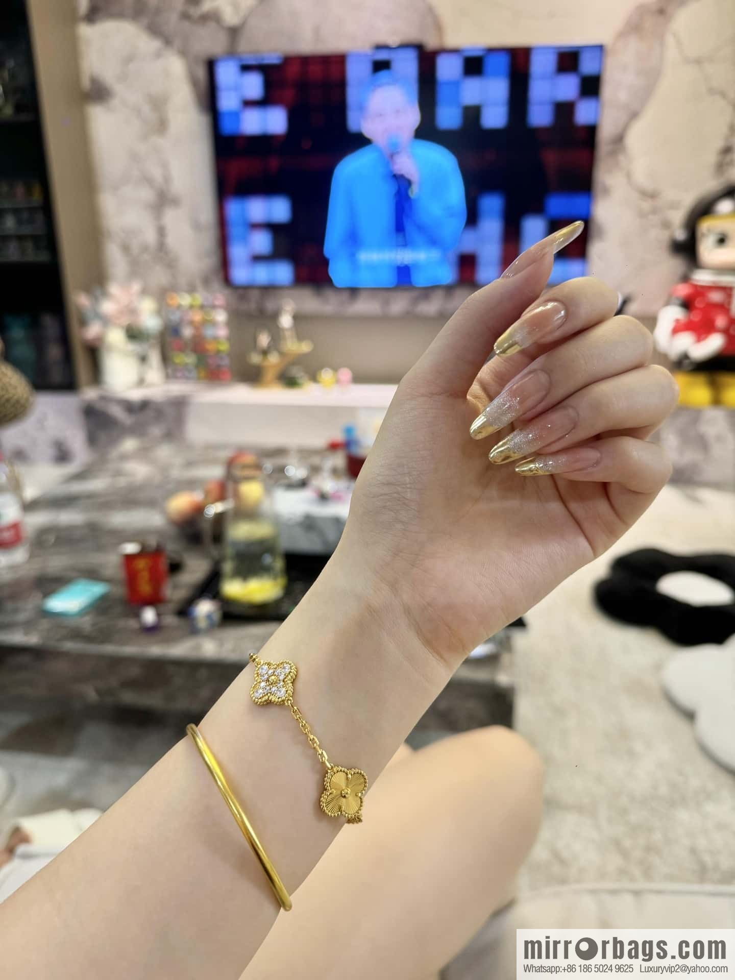 ❗️CNC version ❗️ ☀️ Van Cleef & Arpels diamond laser engraving four-leaf clover five-flower bracelet ☀