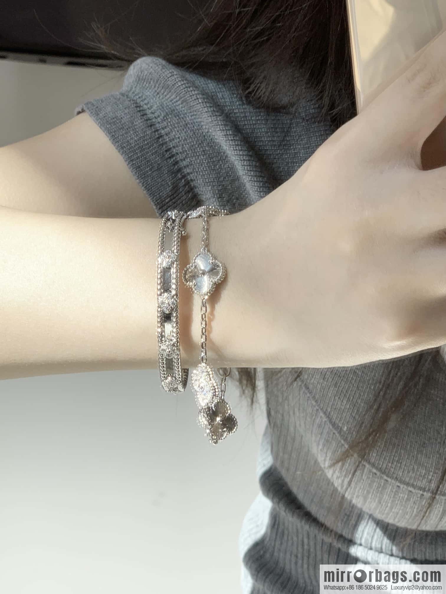 ❗️CNC version ❗️ ☀️ Van Cleef & Arpels diamond laser engraving four-leaf clover five-flower bracelet ☀