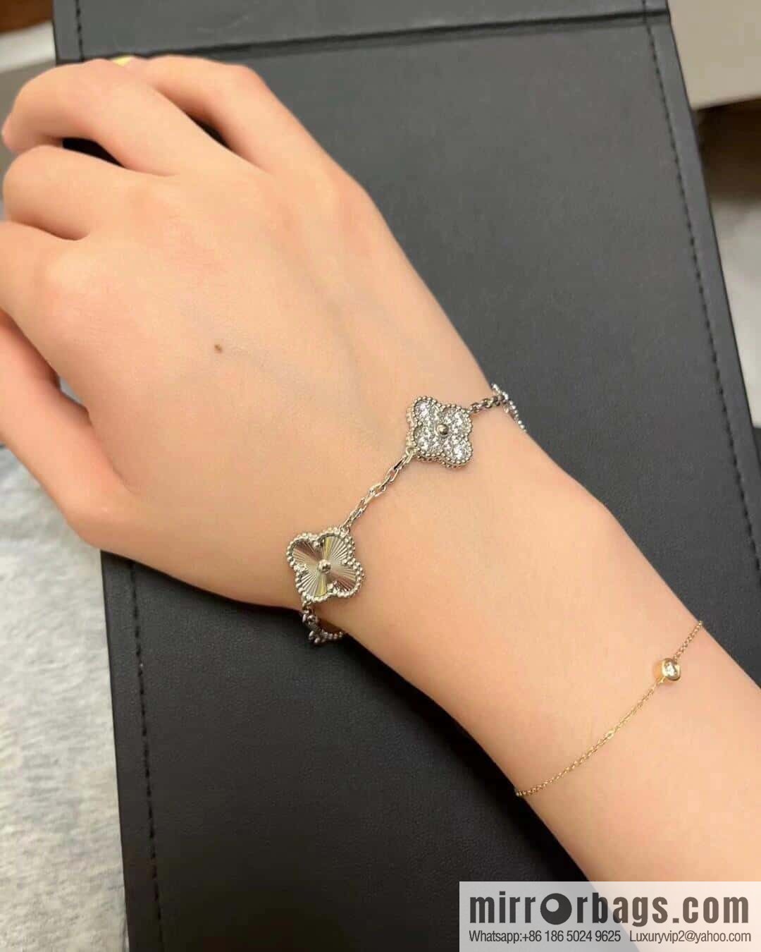 ❗️CNC version ❗️ ☀️ Van Cleef & Arpels diamond laser engraving four-leaf clover five-flower bracelet ☀
