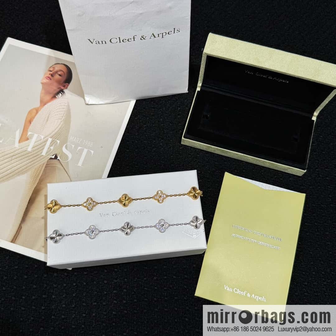❗️CNC version ❗️ ☀️ Van Cleef & Arpels diamond laser engraving four-leaf clover five-flower bracelet ☀