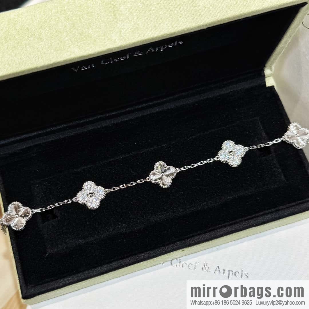 ❗️CNC version ❗️ ☀️ Van Cleef & Arpels diamond laser engraving four-leaf clover five-flower bracelet ☀