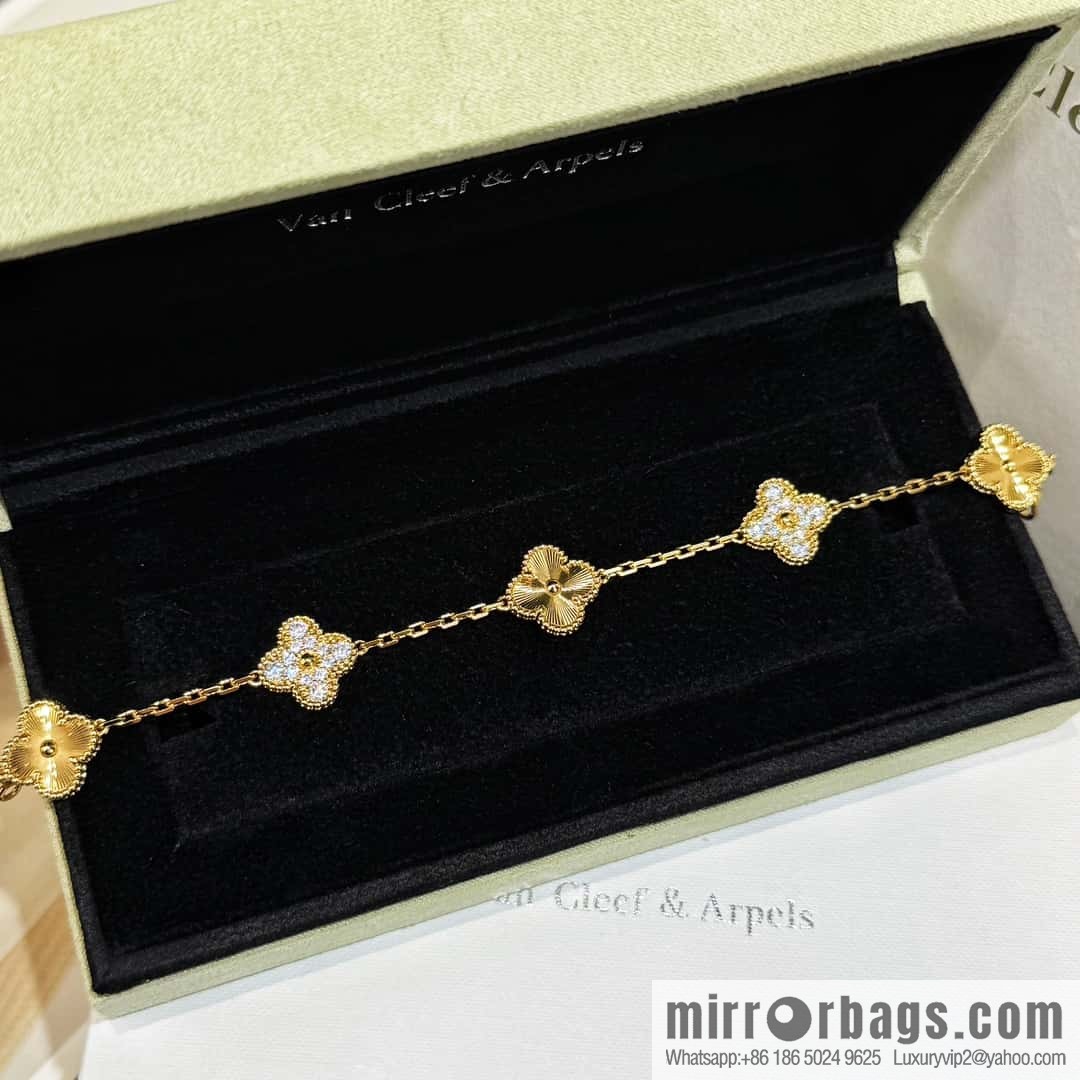 ❗️CNC version ❗️ ☀️ Van Cleef & Arpels diamond laser engraving four-leaf clover five-flower bracelet ☀
