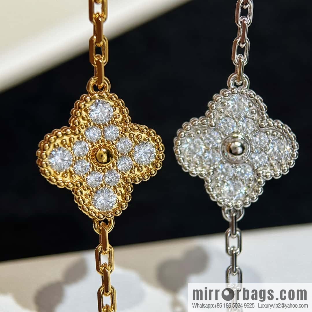 ❗️CNC version ❗️ ☀️ Van Cleef & Arpels diamond laser engraving four-leaf clover five-flower bracelet ☀