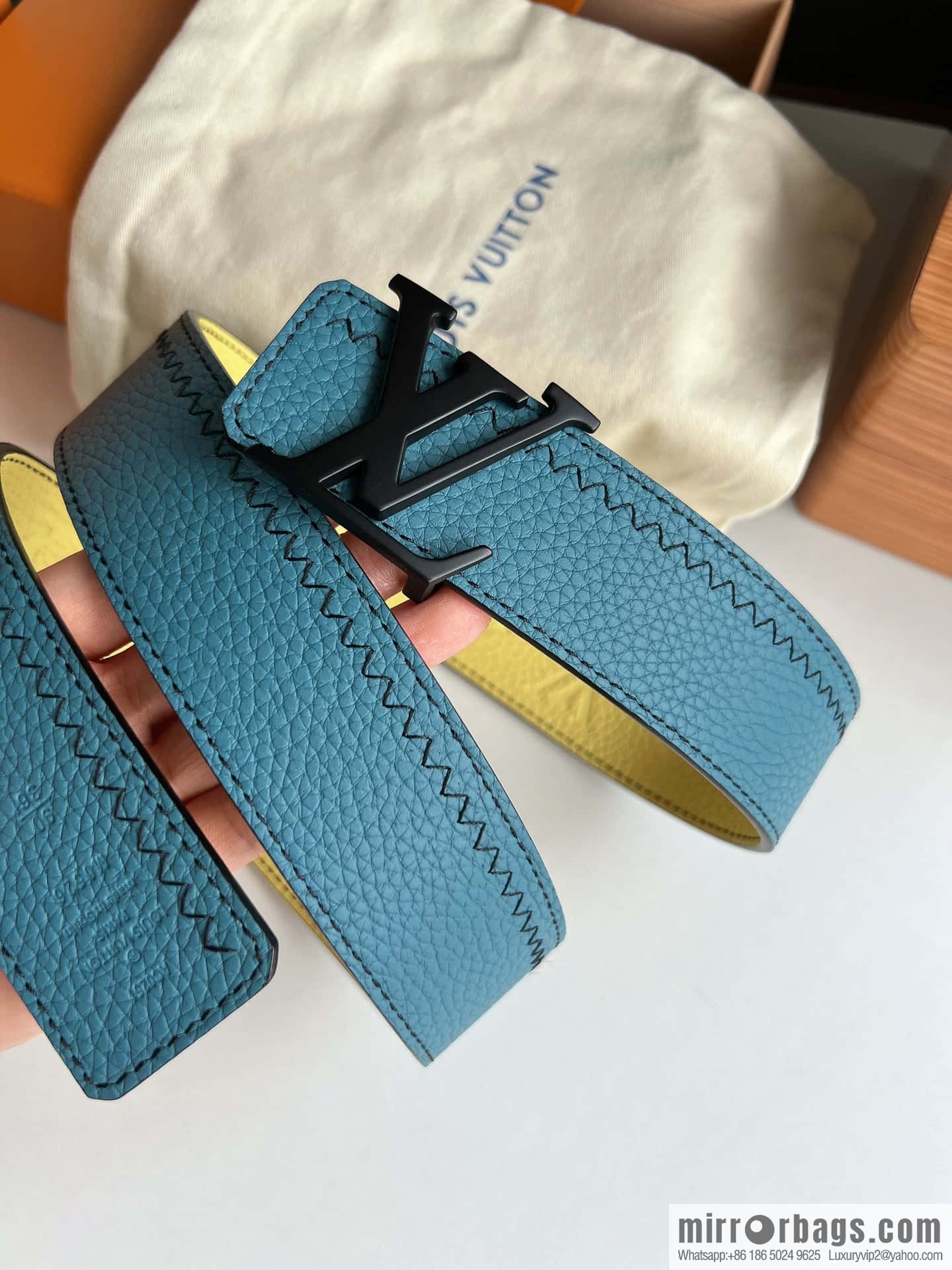 LV/Louis Vuitton Monogram lnitiales Color. Blocks Double Sided Belt 40mm