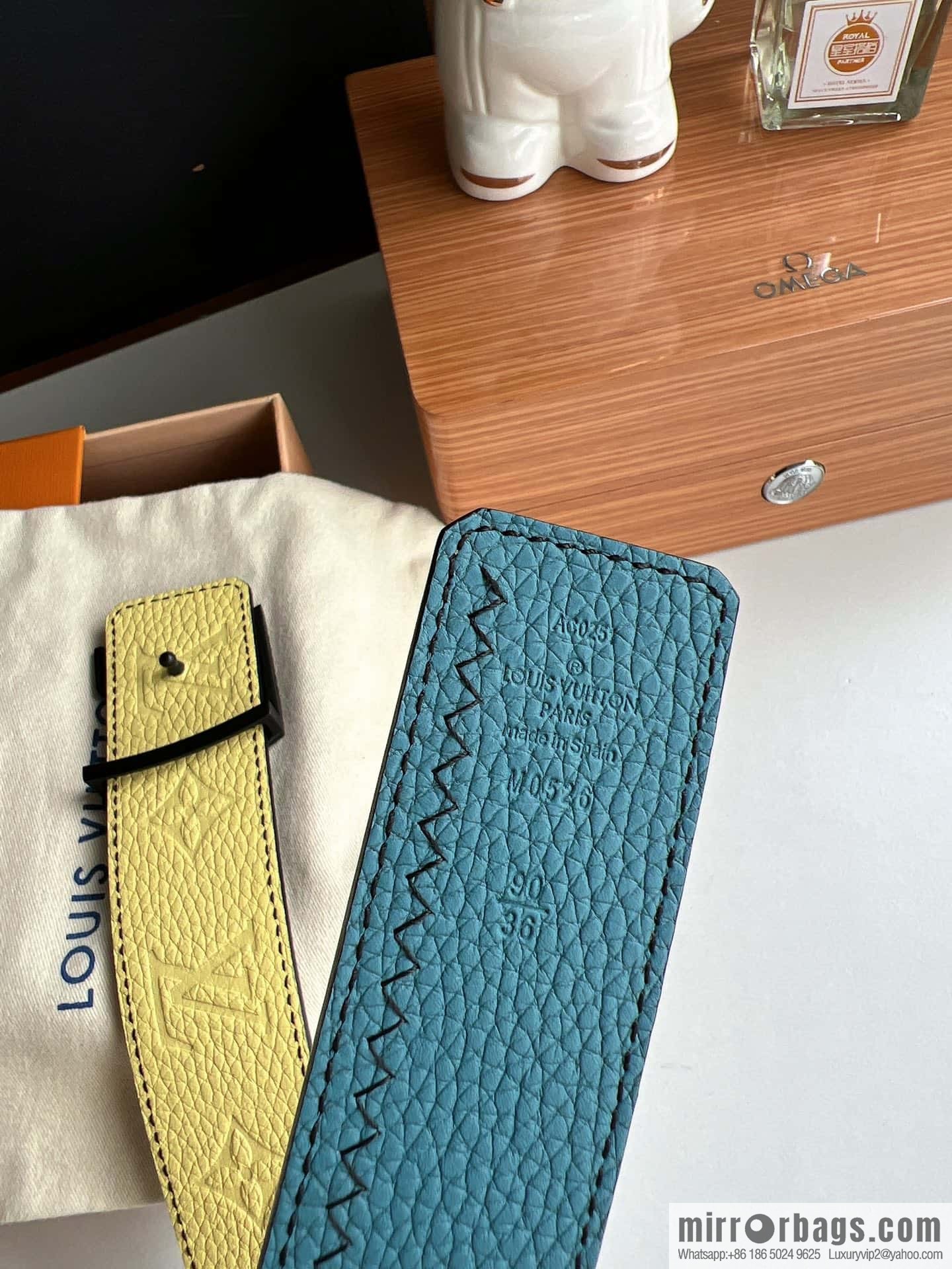 LV/Louis Vuitton Monogram lnitiales Color. Blocks Double Sided Belt 40mm
