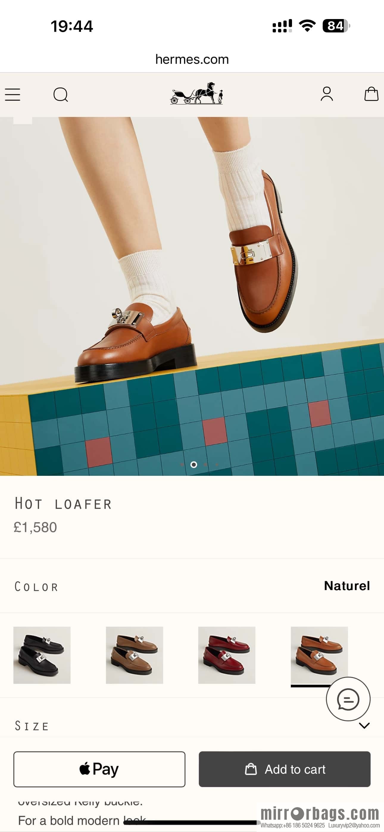 HERMES 101 Hot loafer, natural/Naturel calfskin/Calfskin