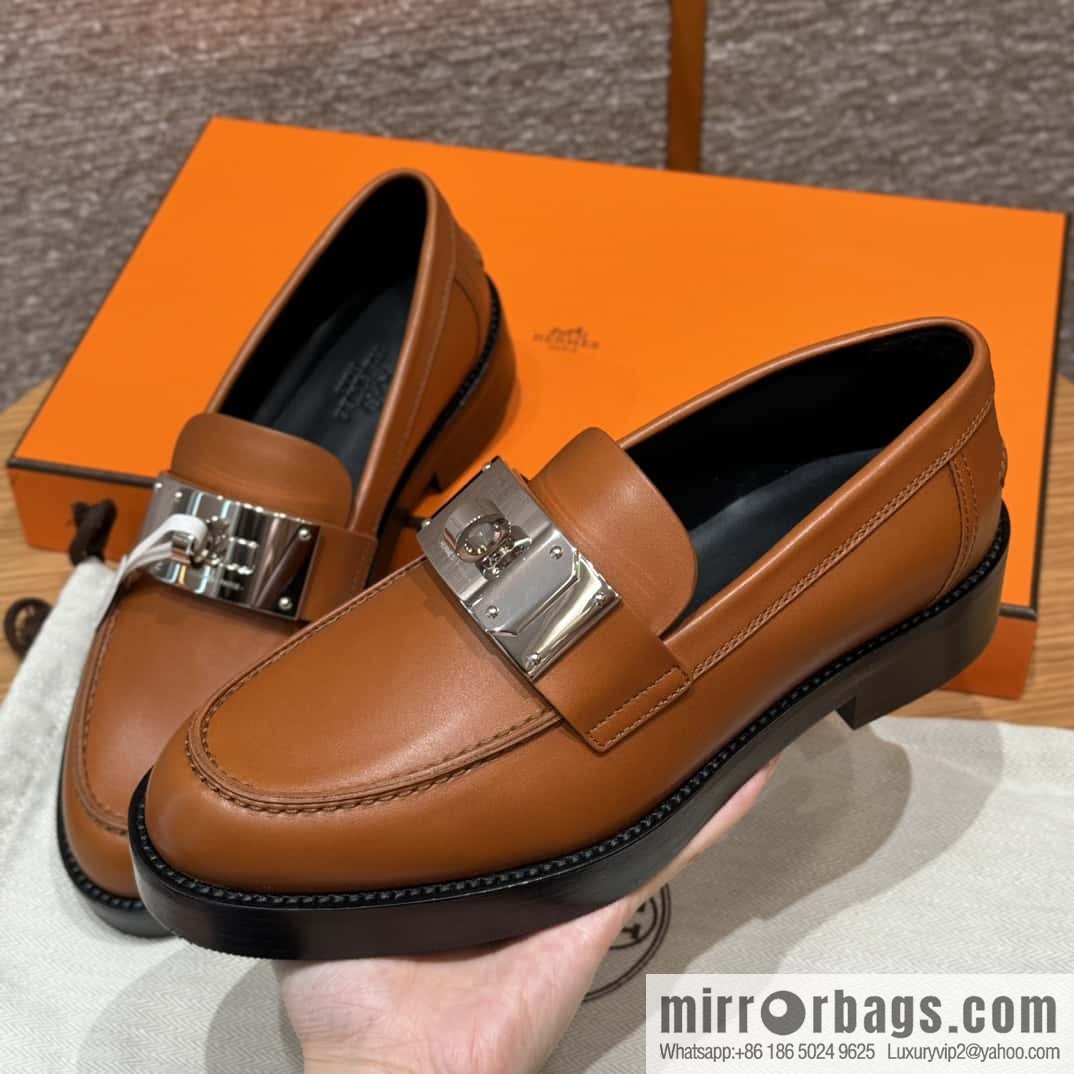 HERMES 101 Hot loafer, natural/Naturel calfskin/Calfskin