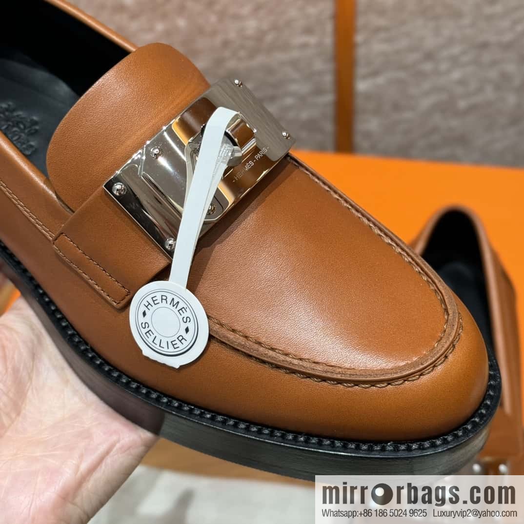 HERMES 101 Hot loafer, natural/Naturel calfskin/Calfskin