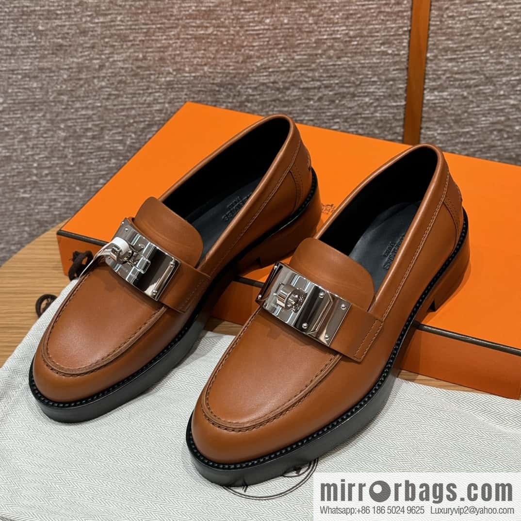 HERMES 101 Hot loafer, natural/Naturel calfskin/Calfskin