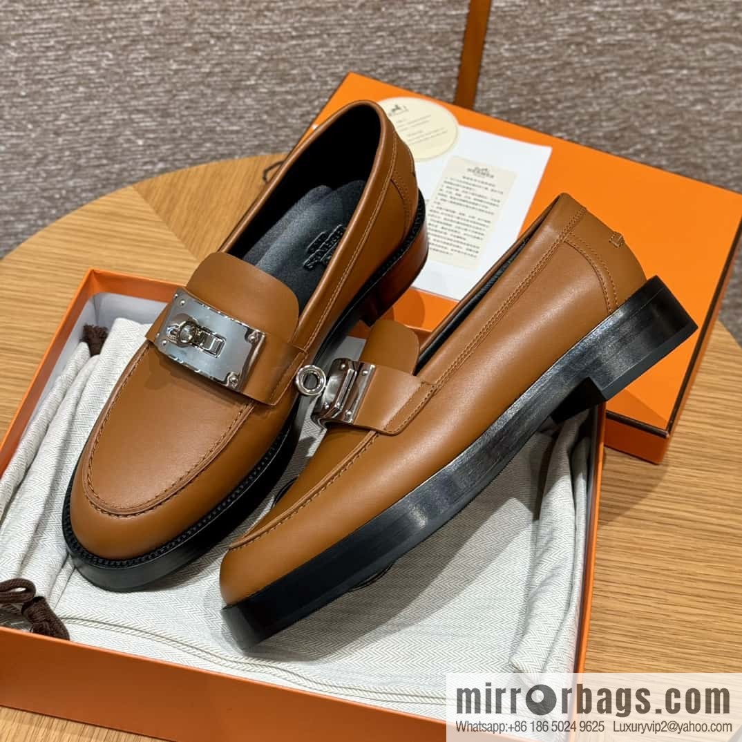 HERMES 101 Hot loafer, natural/Naturel calfskin/Calfskin