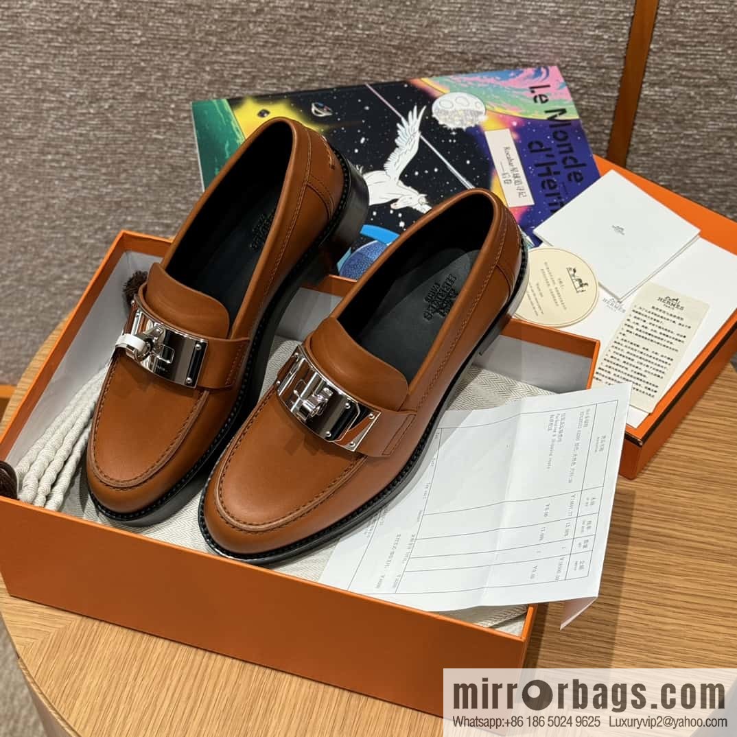 HERMES 101 Hot loafer, natural/Naturel calfskin/Calfskin