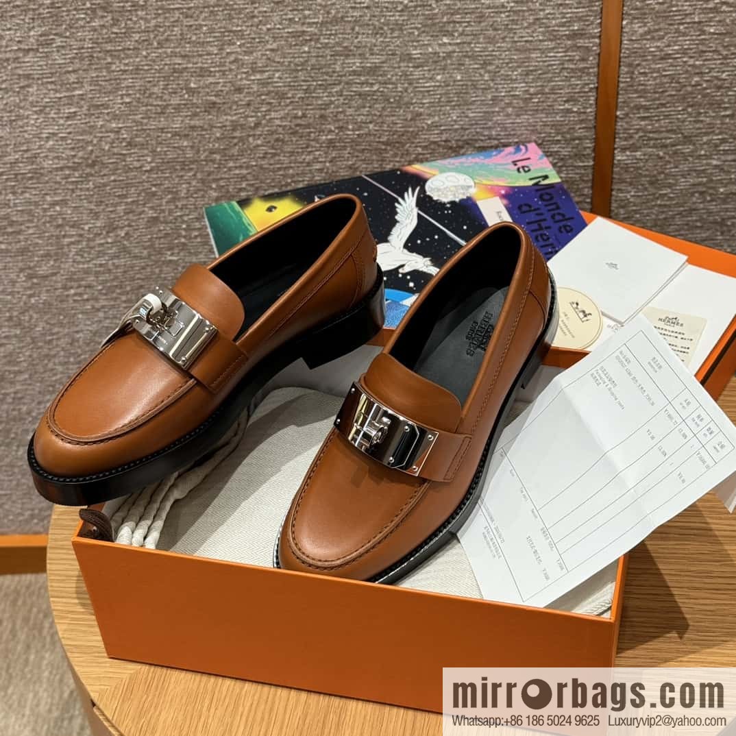 HERMES 101 Hot loafer, natural/Naturel calfskin/Calfskin