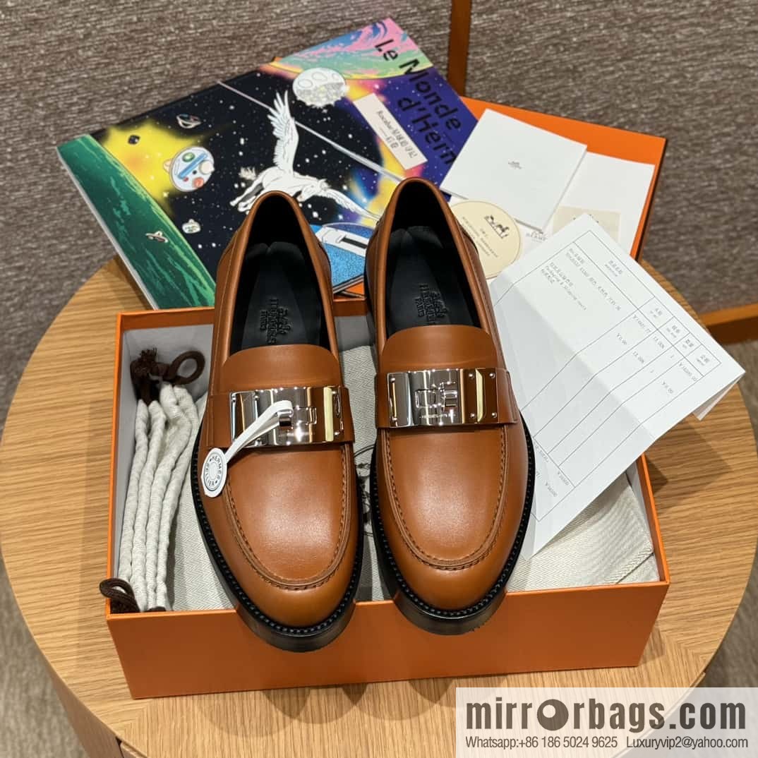 HERMES 101 Hot loafer, natural/Naturel calfskin/Calfskin
